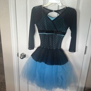 Blue and black ballet costume